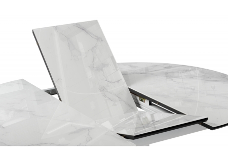 Стол стеклянный Фостер 120(160)х120х76 белый мрамор, белая шагрень, белый
