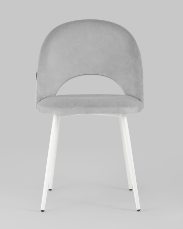 Стул Меган SN велюр светло-серый белые ножки