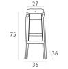 Табурет прозрачный барный Fox 75 янтарный