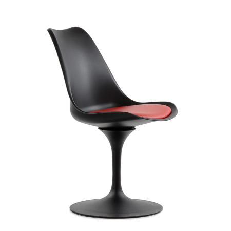 Стул Tulip style черный с красной подушкой