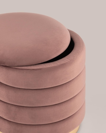 Пуф Франсис с ящиком велюр пыльно-розовый