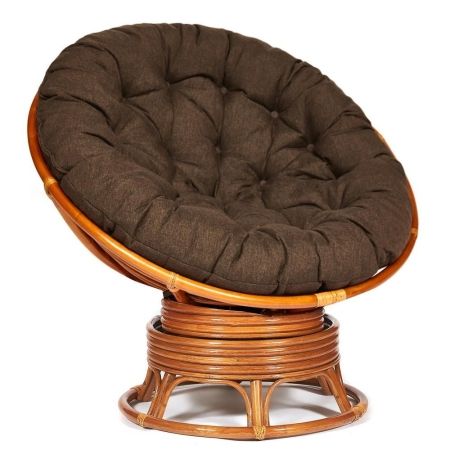 Кресло-качалка "PAPASAN" w 23/01 B / с подушкой /Cognac (коньяк), ткань Коричневый, 3М7-147