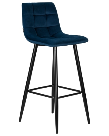 Стул барный NICOLE черные матовые ножки, темно-синий велюр 108-95