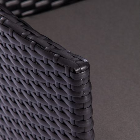 Обеденный сет (стол+4стула) (mod. 210036) пластиковый ротанг, стекло, 100х100х74 см / 60х60х75 см, черный, ткань: DB-16, серый