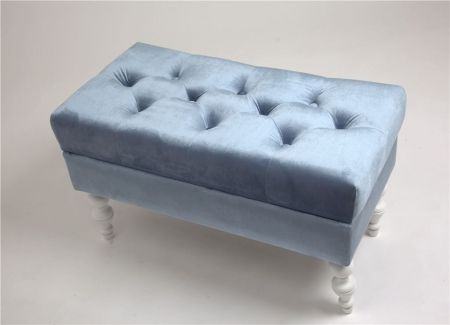 Банкетка Виктория небесно-голубая с белыми ножками