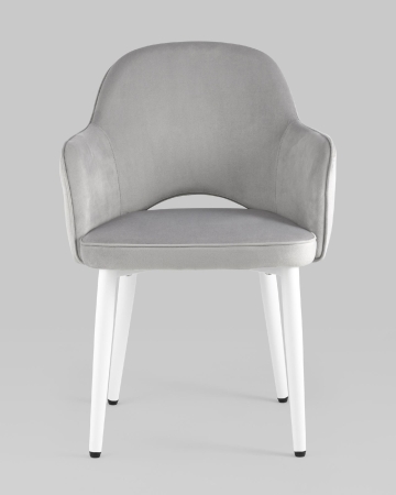 Стул Венера велюр серый ножки белые