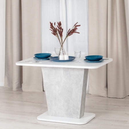 Стол обеденный GENT ЛДСП, 110-145x68,6x75,5 см, белый, бетон