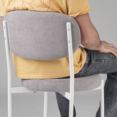 Стул Maso букле серый MOSS 960, белые ножки