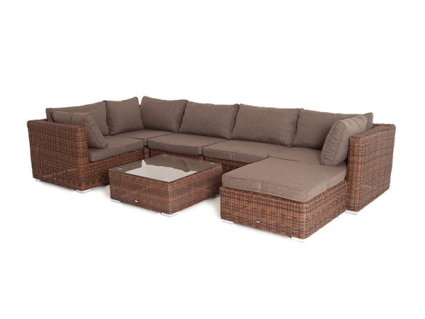 Плетеная оттоманка "Лунго" с подушкой, коричневый