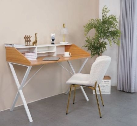 Компьютерный стол ORLA H475 дуб натуральный, белый каркас