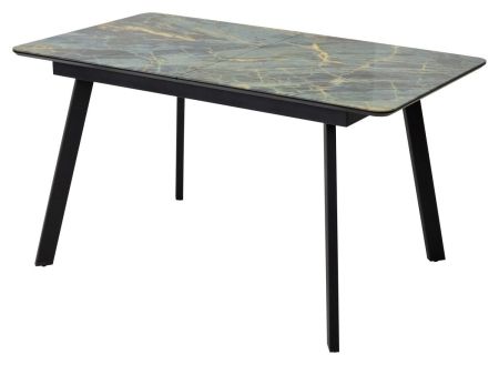 Стол АРУБА 140 ШТОРМ, стекло, черный каркас