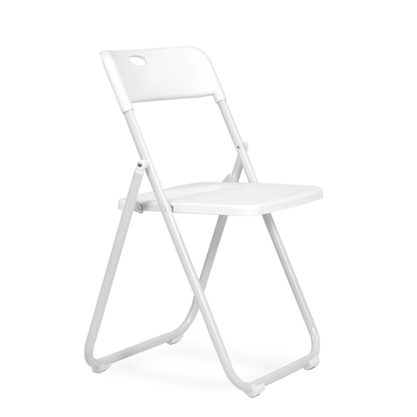 Стул N-296 складной белый пластик, белый каркас