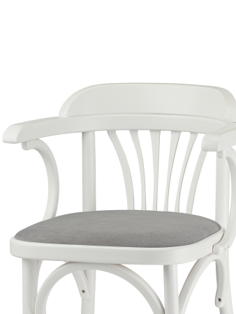 Деревянный стул Венский белый с мягким сиденьем из ткани RS15 с дугами назад