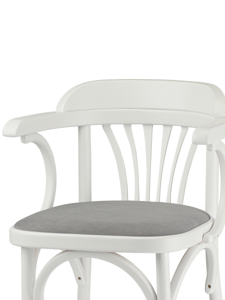 Деревянный стул Венский белый с мягким сиденьем из ткани RS15 с дугами назад