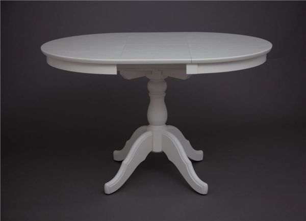 Стол круглый раздвижной из массива дерева слоновая кость