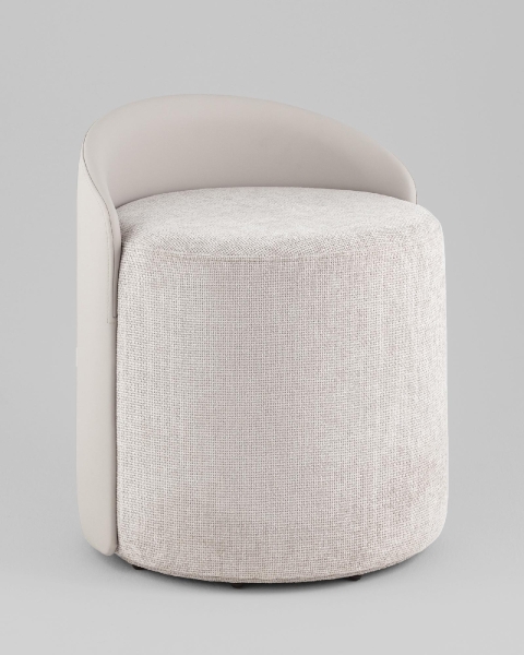 Пуф Тея спинка экокожа, сиденье шенилл светло-серый