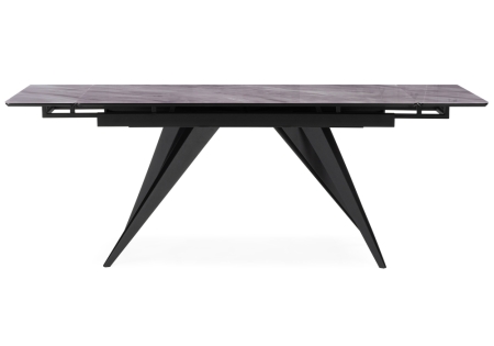 Стол стеклянный Дарвин 140(200)х80 серый мрамор, черный