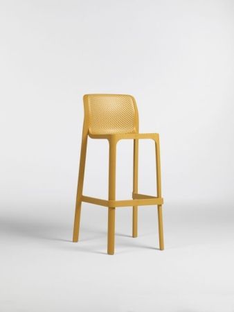 Стул пластиковый барный Net Stool горчичный