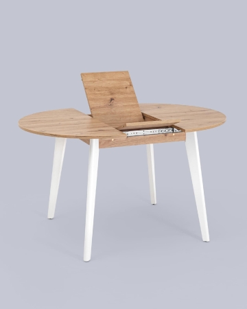 Стол Rondo 100-135*100 дуб, белый