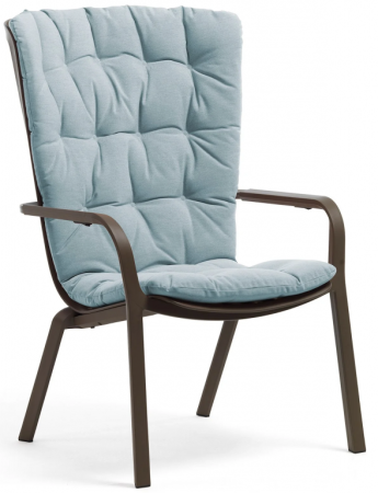 Лаунж-кресло пластиковое с подушкой Folio, Табак, Голубой