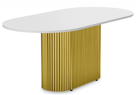 Стол деревянный Барон О 200 х 90 белая пленка шагрень, золотые ноги