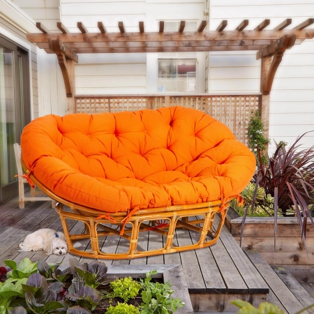 Диван MAMASAN/МАМАСАН 23/02 W, с подушкой, оранжевый, коричневый