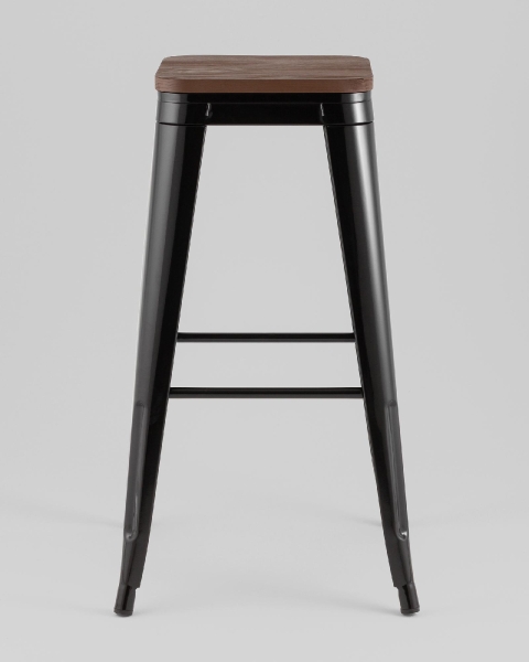 Стул барный TOLIX черный глянцевый + темное дерево KD