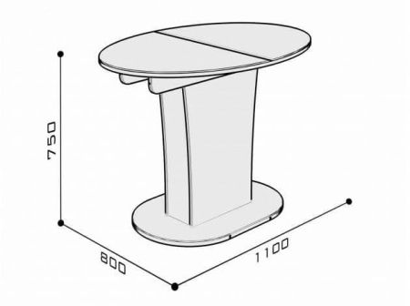 Стол раскладной "TURIN" овальный белый глянец