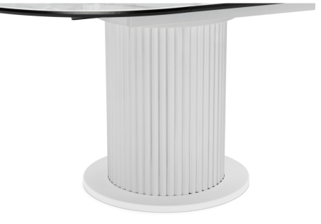 Стол стеклянный Фостер 120(160)х120х76 белый мрамор, белая шагрень, белый