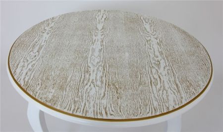 Стол обеденный "1000-D" круглый, матовый + патина золото, белый