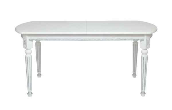 Стол овальный "Милорд-170" 90х170х220 белый, патина серебро