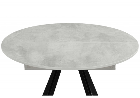 Стол деревянный Карпер 90(120) бетон метрополитан, черный матовый