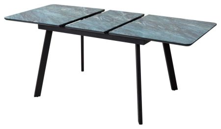 Стол АРУБА 140 АКВАМАРИН, стекло, черный каркас