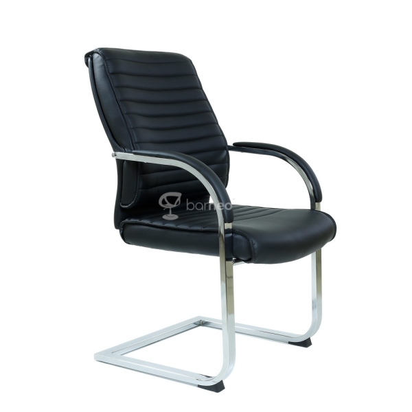 Кресло K-8010L черная кожа, на полозьях