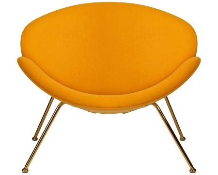 Кресло дизайнерское EMILY, желтая ткань, золотое основание