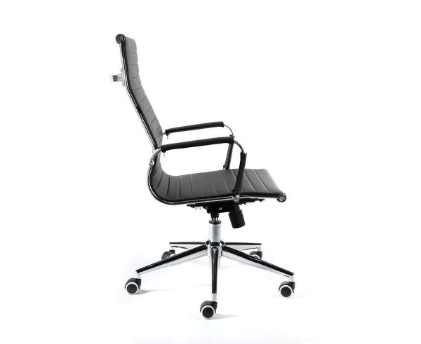 Кресло офисное Техно хром черная экокожа Кресло офисное Техно хром черная экокожа