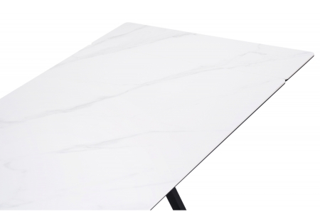 Керамический стол Вилсон 160(220)х89х75 белый мрамор snow white, черный