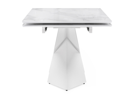 Стеклянный стол Хасселвуд 160(220)х90х77 белый мрамор, белый