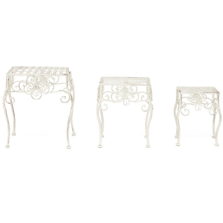 Столики Secret de Maison (набор 3 шт) GARDEN (mod. PL08-5824)металл, 30х37/25х31/21х26см, белый антик (antique white)