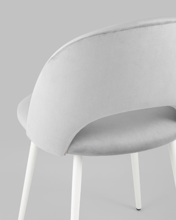 Стул Меган SN велюр светло-серый белые ножки