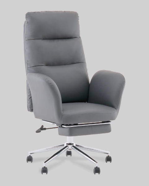 Кресло руководителя Solid TopChairs с оттоманкой серый