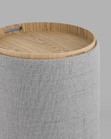 Пуф-столик с ящиком Хюгге S рогожка серый