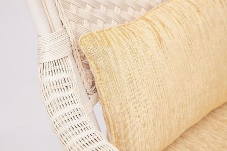 Комплект для отдыха "ANDREA" (диван + 2 кресла + журн. столик со стеклом + подушки) белый, ткань рубчик, кремовый