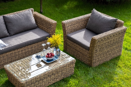 "Капучино" диван из искусственного ротанга (гиацинт) двухместный, цвет соломенный