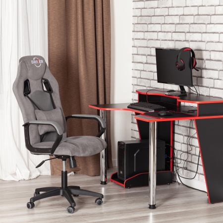 Кресло DRIVER (22) флок и ткань, серый