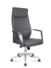 Кресло офисное Davos серый, экокожа и металл, мягкое сиденье, с подлокотниками