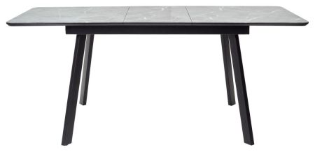 Стол АРУБА 140 Серый мрамор СКОРПИО, стекло, черный каркас