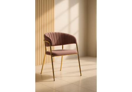 Стул на металлокаркасе Kamelia светло-фиолетовый, золотой