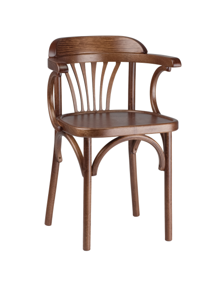 Деревянный стул Венский средний тон с твердым сиденьем с дугами назад