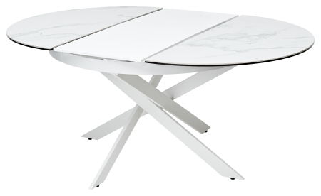 Стол TRENTO 120 HIGH GLOSS STATUARIO белый мрамор глянцевый керамика, белый каркас